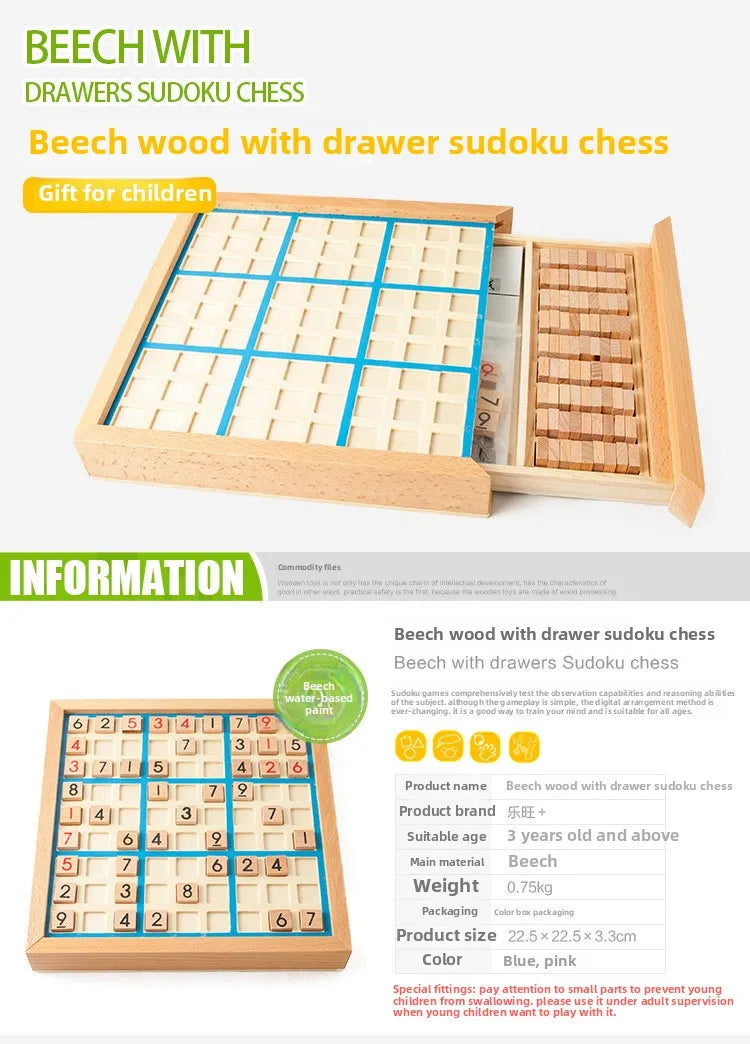 Jeu d'échecs en bois Sudoku Jiugongge, élèves du primaire, pensée logique, Puzzle pour enfants, jeu de société, jouet avec