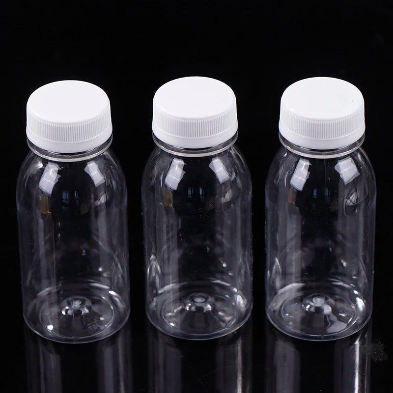 Bouteille d'eau en plastique transparente pour enfants, bouteille de jus, bouteille de lait en l'horloge, bouteille de boisson avec couvercle, portable AfricWater HI, 200ml, 6 pièces