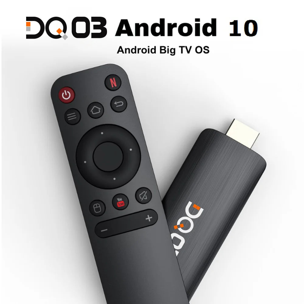 DQ03 Mini TV Stick, Façades, Android 10, Core ARM, Cortex A53, 2 Go, 16 Go, Support 4K, H.dissis, WiFi 2.4G et 5.8G Streaming Smart TV Box, 1 Go, 8 Go
