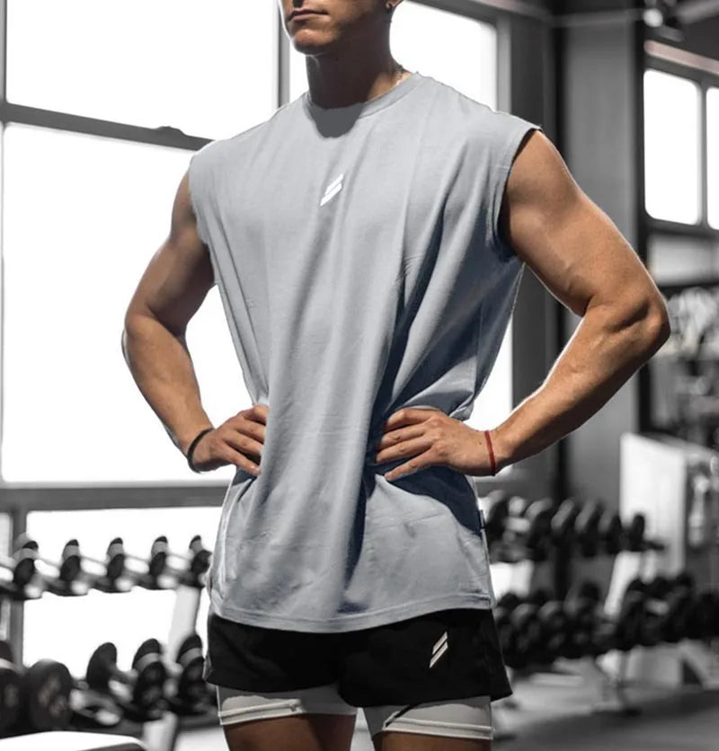 Camiseta deportiva sin mangas para hombre, chaleco de secado rápido, transpirable, ample, pour entraînement, Verano