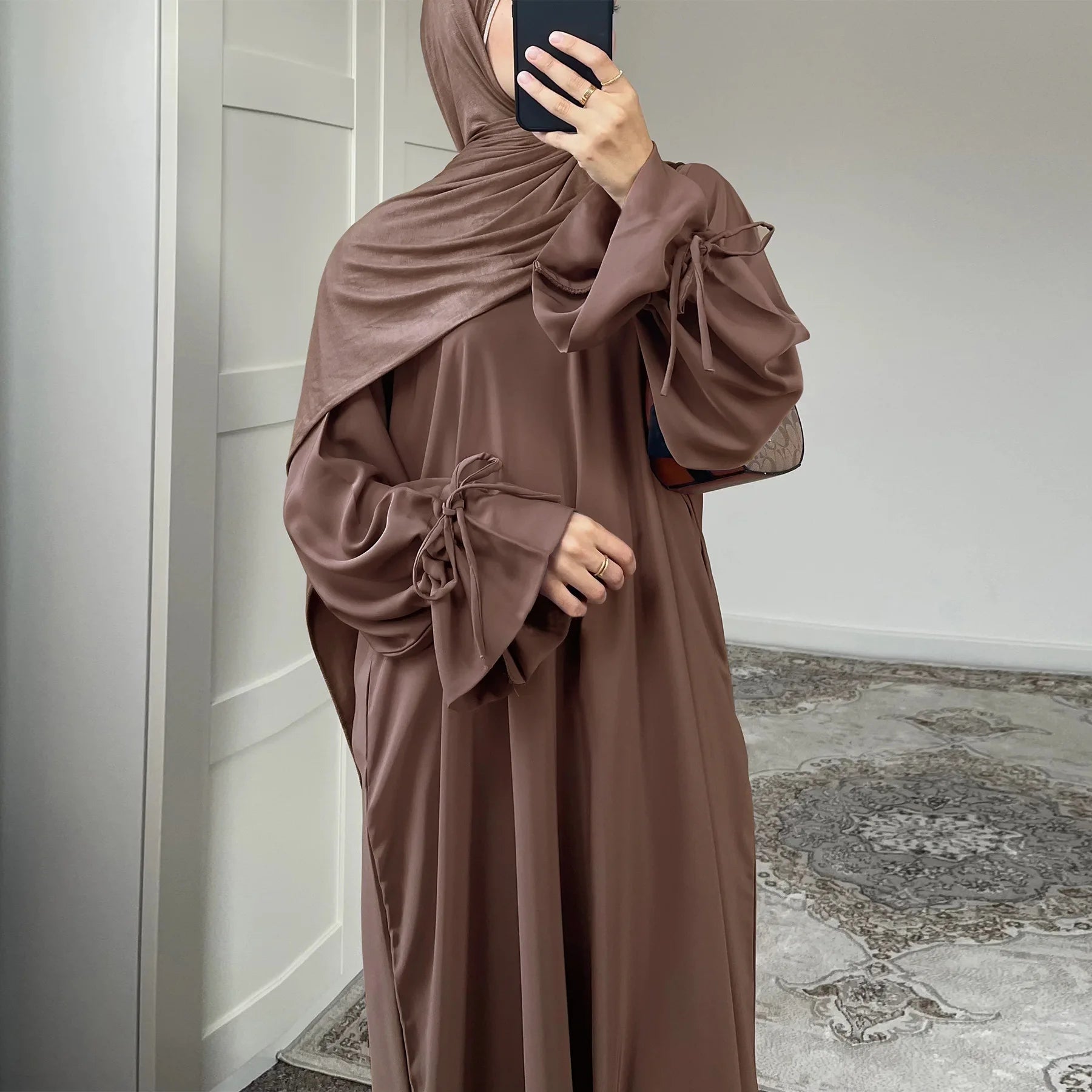 Abaya-Robe de Couleur Unie pour Femme Musulmane, Vêtement d'Église Islamique, Élégant, à la Mode, pour Ramadan Arabe, Dubaï, Turquie, 2025