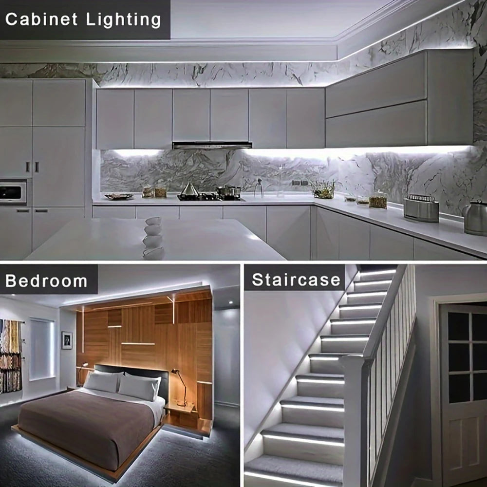 USB DC 5V 2835 LED strip light, white/warm white, with on/off switch, for bedroom, mirror, wardrobe, cabinet, TV
