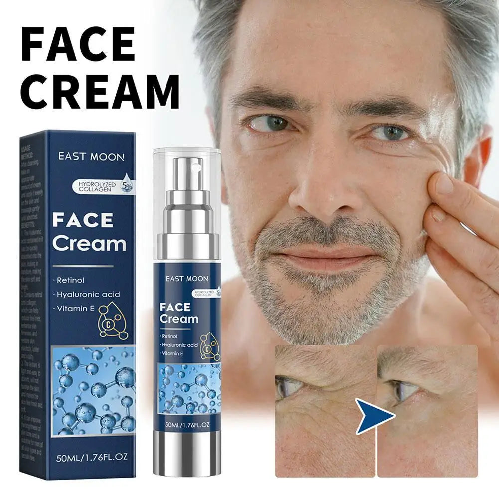 Crème hydratante pour le visage 6 en 1 pour hommes, 50ml, revitalisante, soins pour la peau, particules, avec collagène, Anti-vieillissement et rides