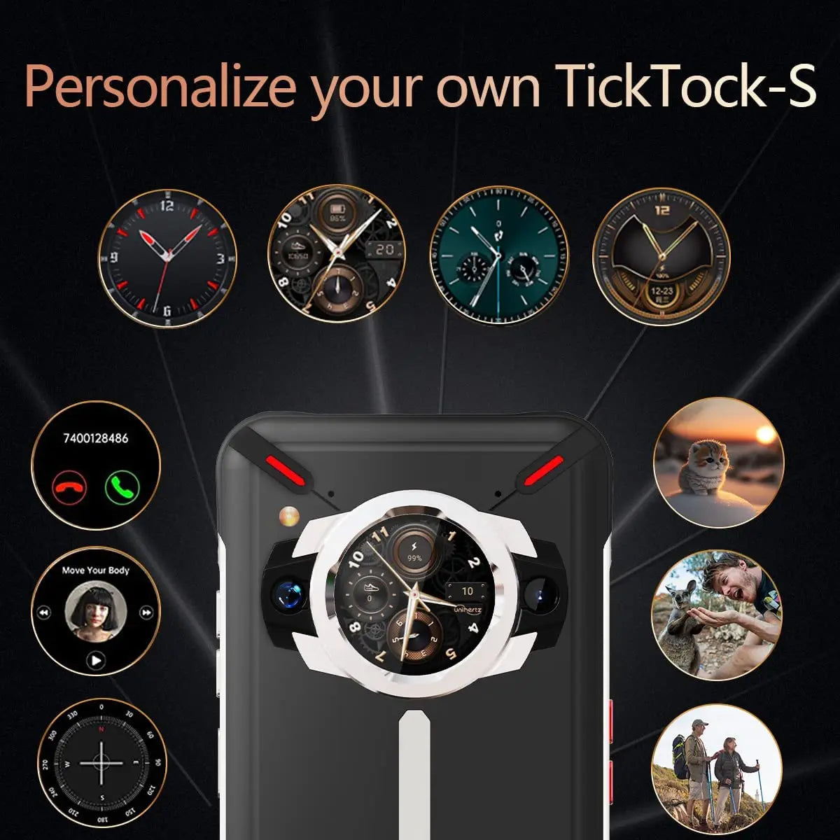 Unihertz Ticktock S Smartphone robuste 5G 8GB 256GB téléphone portable 5200mAh téléphone portable 64MP caméra 30W 6.53 "écran dimension 700