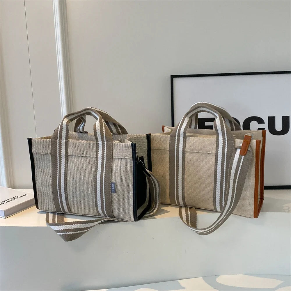sac de luxe femme sac a mains femme sac bandouillère femme Sacs à main en tissu de lin pour femmes, sac à bandoulière rayé de grande capacité, sac fourre-tout de shopping, dernier document uni, lancé, qualité, 2024