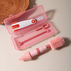 Ensemble de nettoyage de biberons 4 en un, brosse à sucette portable en Silicone, brosse en paille, rinçage de biberon rotatif à 360 degrés