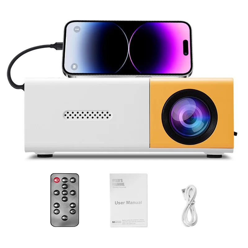 Mini projecteur portable avec prise en charge Full HD 1080P - Comprend une télécommande, alimenté par USB, idéal pour les smartphones et les appareils USB
