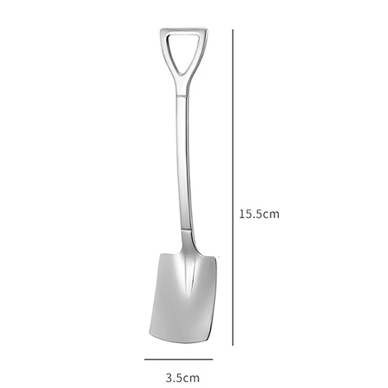 Set of 4 stainless steel scoop and pointed spoons, coffee spoon, tea spoon, ice cream spoon, dessert spoon, cutlery, dinnerware set, kitchen tools