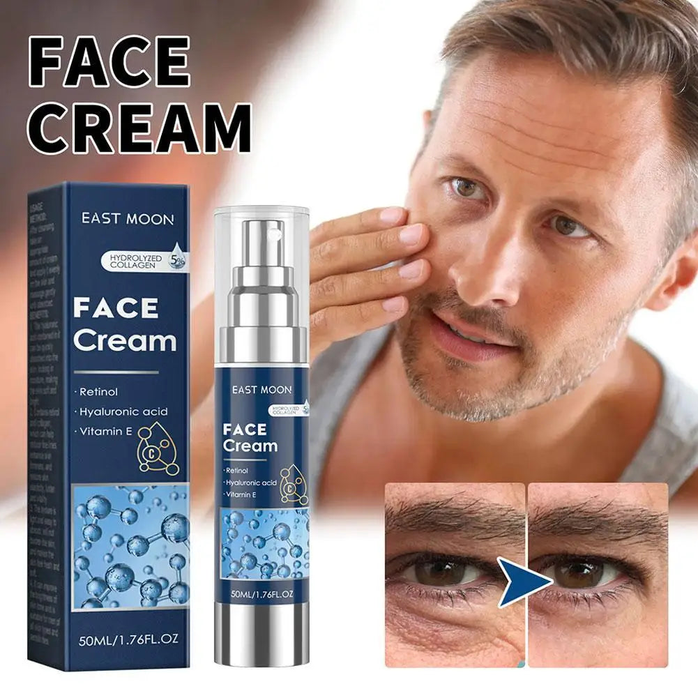 Crème hydratante pour le visage 6 en 1 pour hommes, 50ml, revitalisante, soins pour la peau, particules, avec collagène, Anti-vieillissement et rides