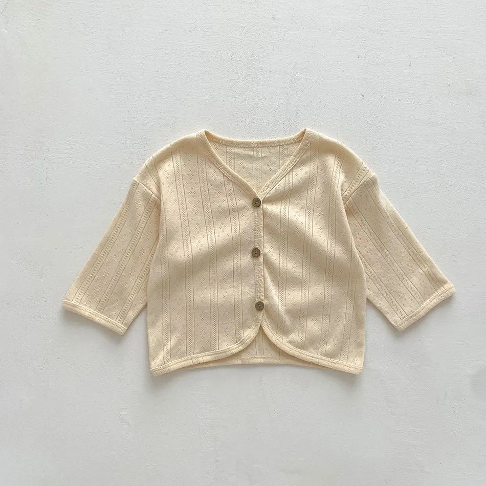 Veste d'été légère à manches longues pour enfants, vêtements pour tout-petits, cardigan solide pour documents, vêtements décontractés coréens pour bébés garçons et filles