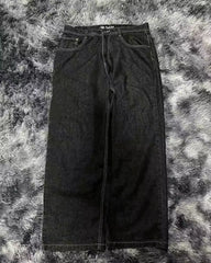 American Y2K 2025 New Baggy Wide Leg Black Oversized Jeans Women's Casual Street Joker Denim Pants Couple Jeans Vintage Streetwear