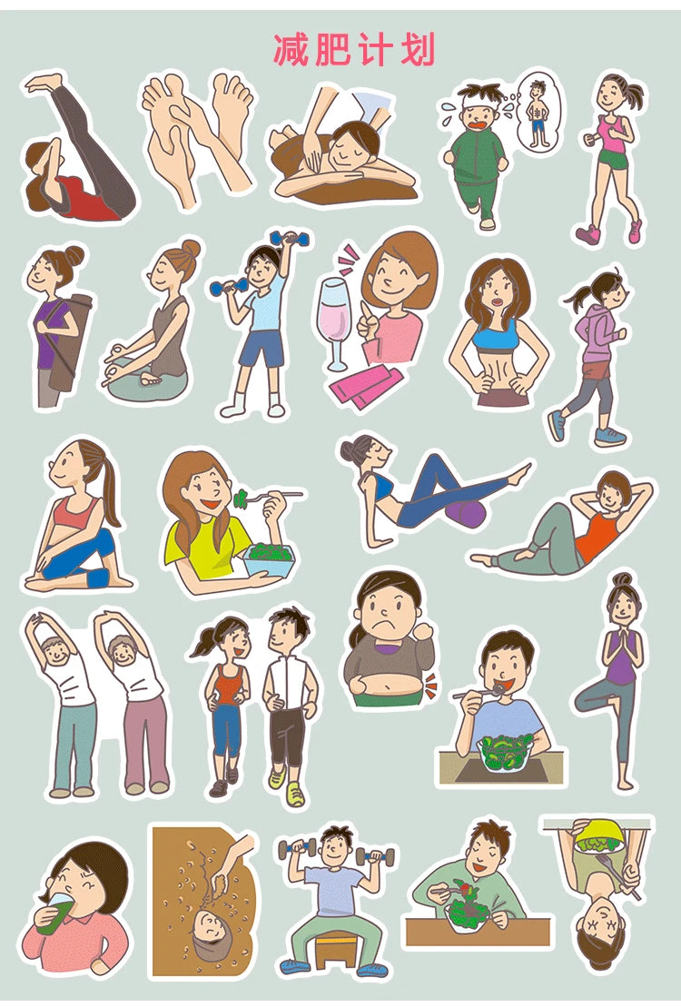 Autocollants pour manuel de nourriture légère, 25 pièces, perte de poids, sport, nutrition, Yoga, course à pied, manuel, Album journal intime, décoration étanche