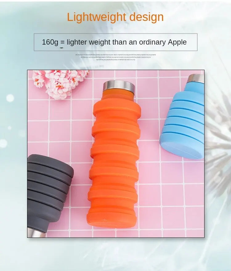 1pc Pliable Bouteille D'eau, Réutilisable Sans BPA Silicone Pliable Bouteilles Portable De Noël Cadeaux, Thanksgiving Cadeaux