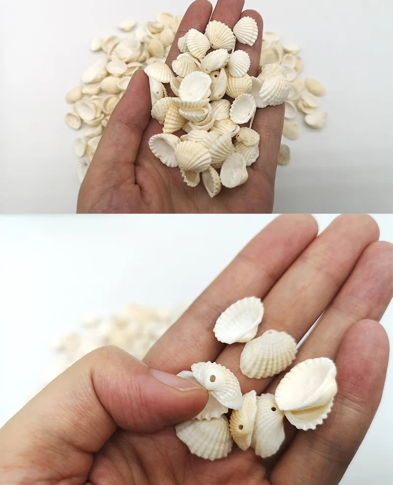 100 pièces 15MM coquille naturelle conque matériel avec trou collier Bracelet boucle d'oreille pendentif accessoires bricolage artisanat fournitures décorer