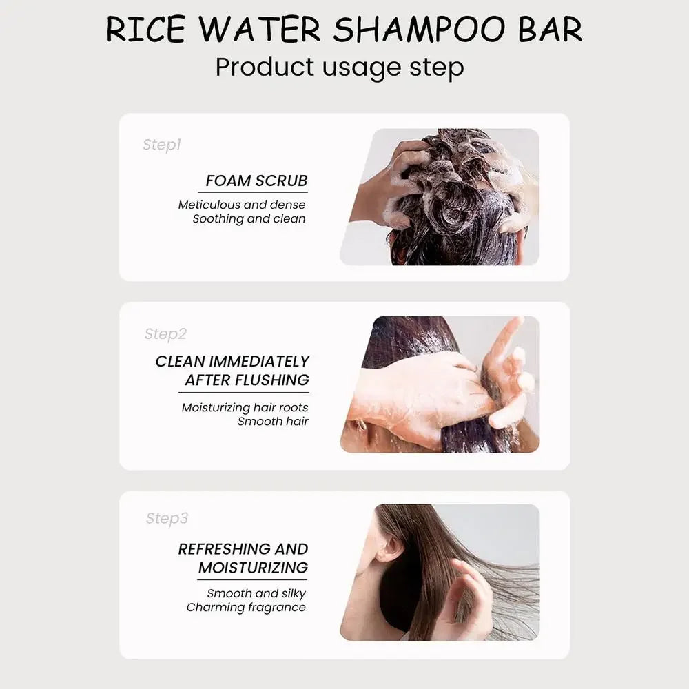 Shampoing au riz biologique, barre de savon, savon revitalisant sans huile, protéines d'eau de riz, nourrissant, Anti-perte, pour la croissance des cheveux