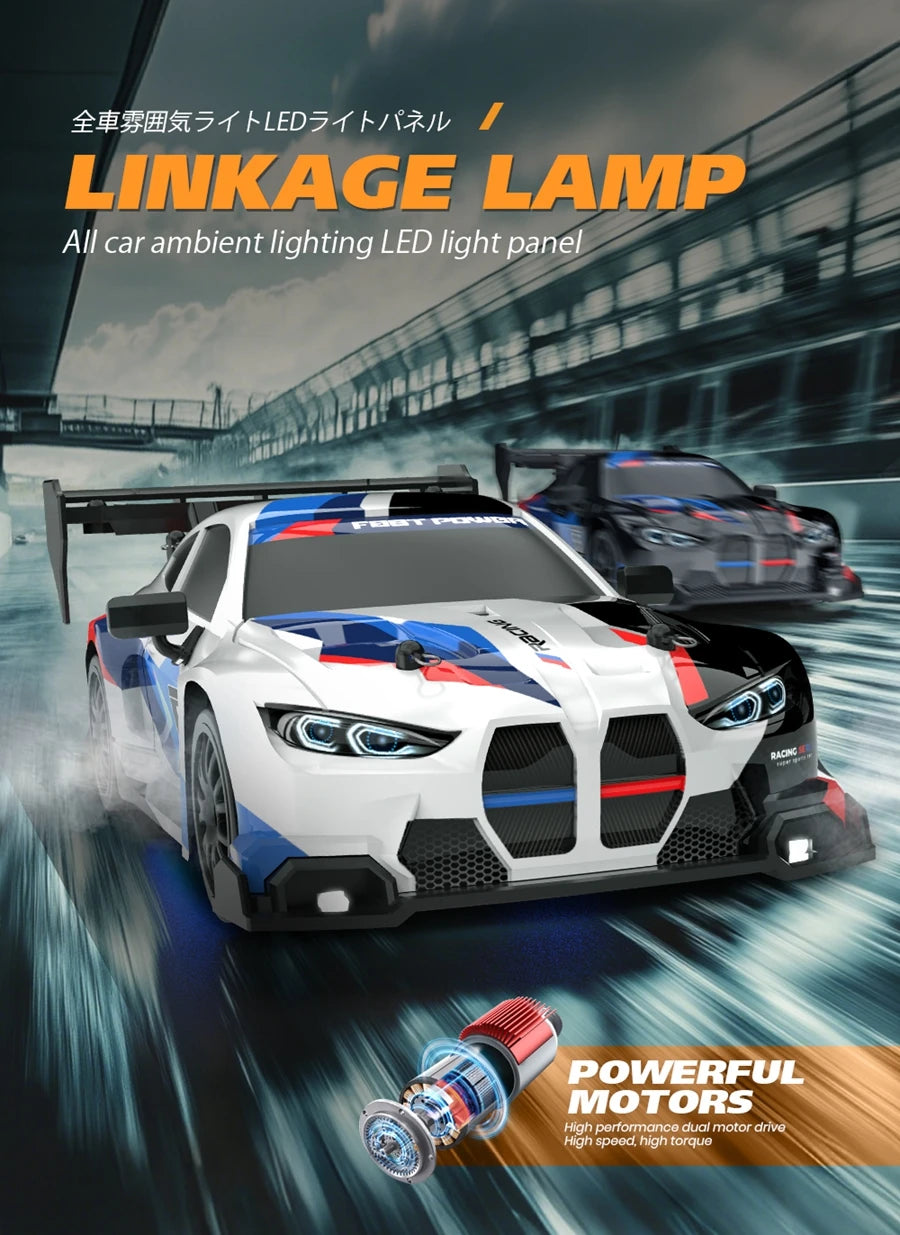 4WD RC Drift Car, High-Speed ​​Remote Control Racing Vehicle with LED Lights, 2.4GHz Radio, 4x4 Off-Road Truck, Children's Toy