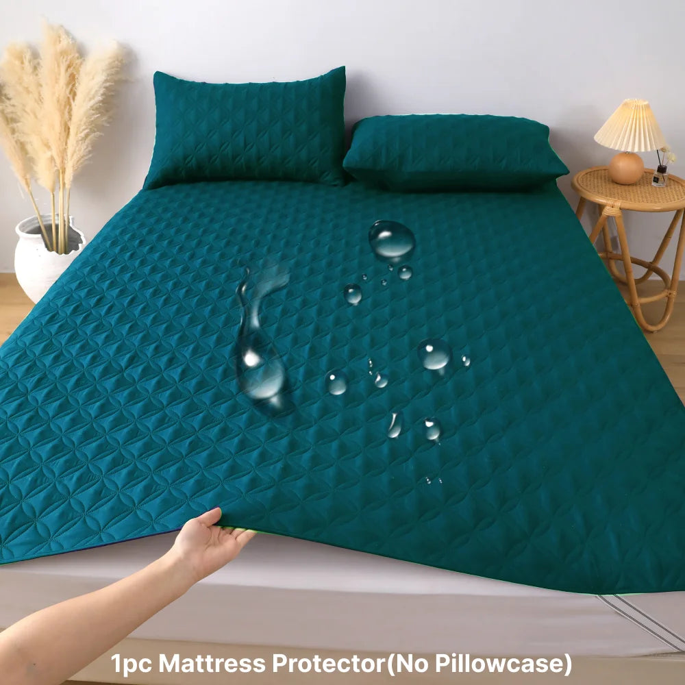 Housse de protection de matelas imperméable avec bande élastique, matelas doux et respirant pour lit gris/blanc/vert/bleu