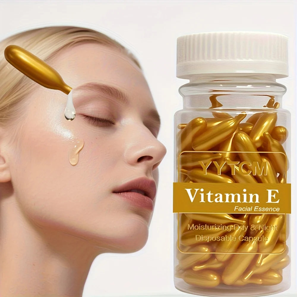 Capsules de sérum à la vitamine E, capsules d'essence à usage unique, peau du visage hydratante et hydratante, 90 capsules/bouteille - 1 bouteille