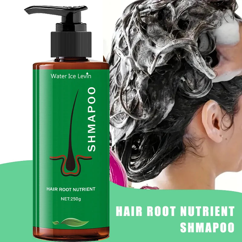 Shampoing nutritionnel racine 250g, adapté aux types de cheveux normaux de formule hydratante, soins capillaires quotidiens, conception de bouteille lisse, ingrédients naturels