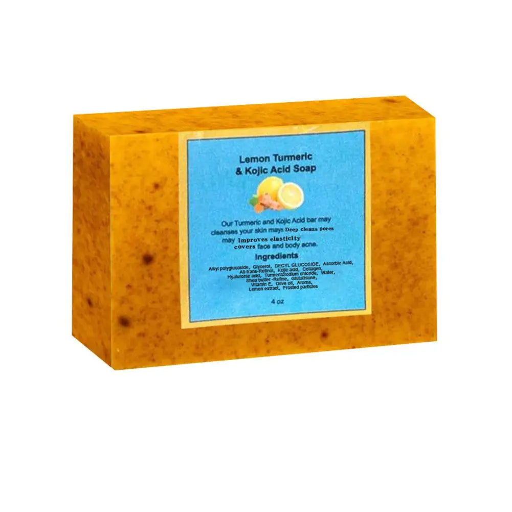 Savon biologique à l'acide kojique au citron et au curcuma pour les taches foncées, savon au curcuma pour le lavage du visage, éclaircissant, correcteur de taches foncées, soins pour la peau