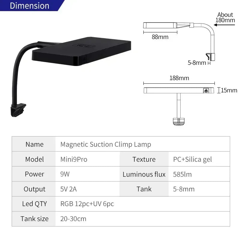WEEK AQUA USB lumière d'aquarium plante grandir spectre complet LED écologie Microlandspape lumière Nano lumière d'aquarium