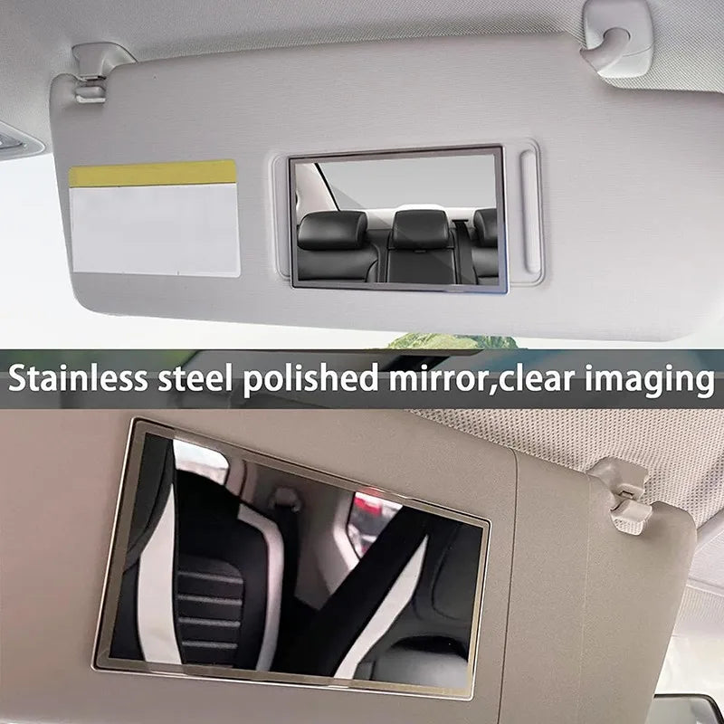 Miroir de maquillage de voiture en acier inoxydable, Portable, pare-soleil automatique, miroirs HD, miroir intérieur de voiture, style universel