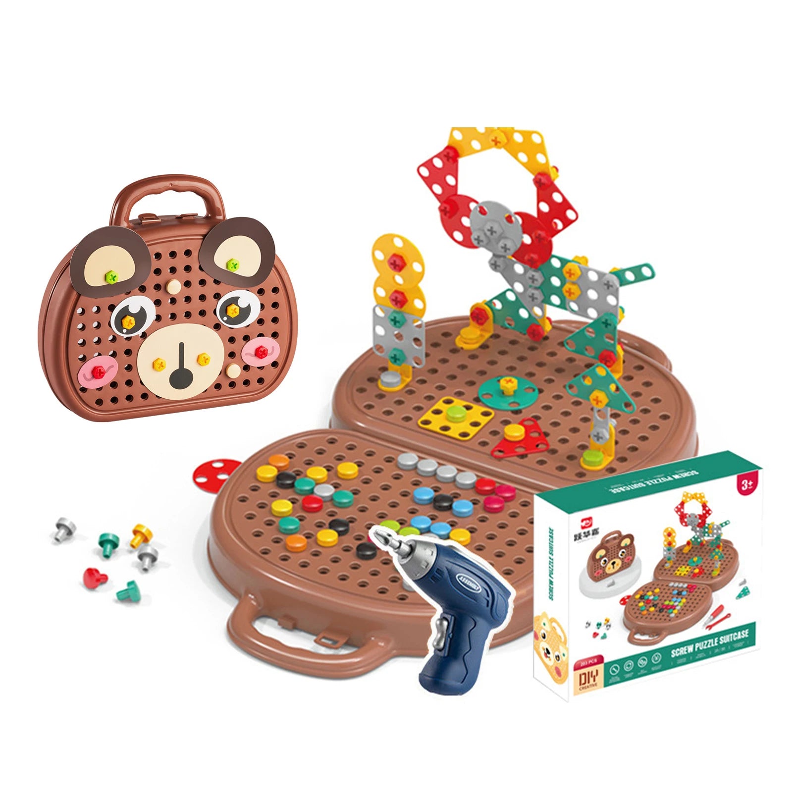 Perceuse électrique pour enfants, boîte à outils, jeux de perçage, Puzzle éducatif, jouet pour garçons, Puzzle à vis Montessori, jouets de jeu de simulation pour enfants