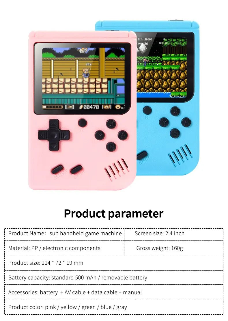 Mini Retro Portable Video Game Console for Kids, Game Player, LCD Screen, Built-in 3.0 Games, 8-bit, 500 inches