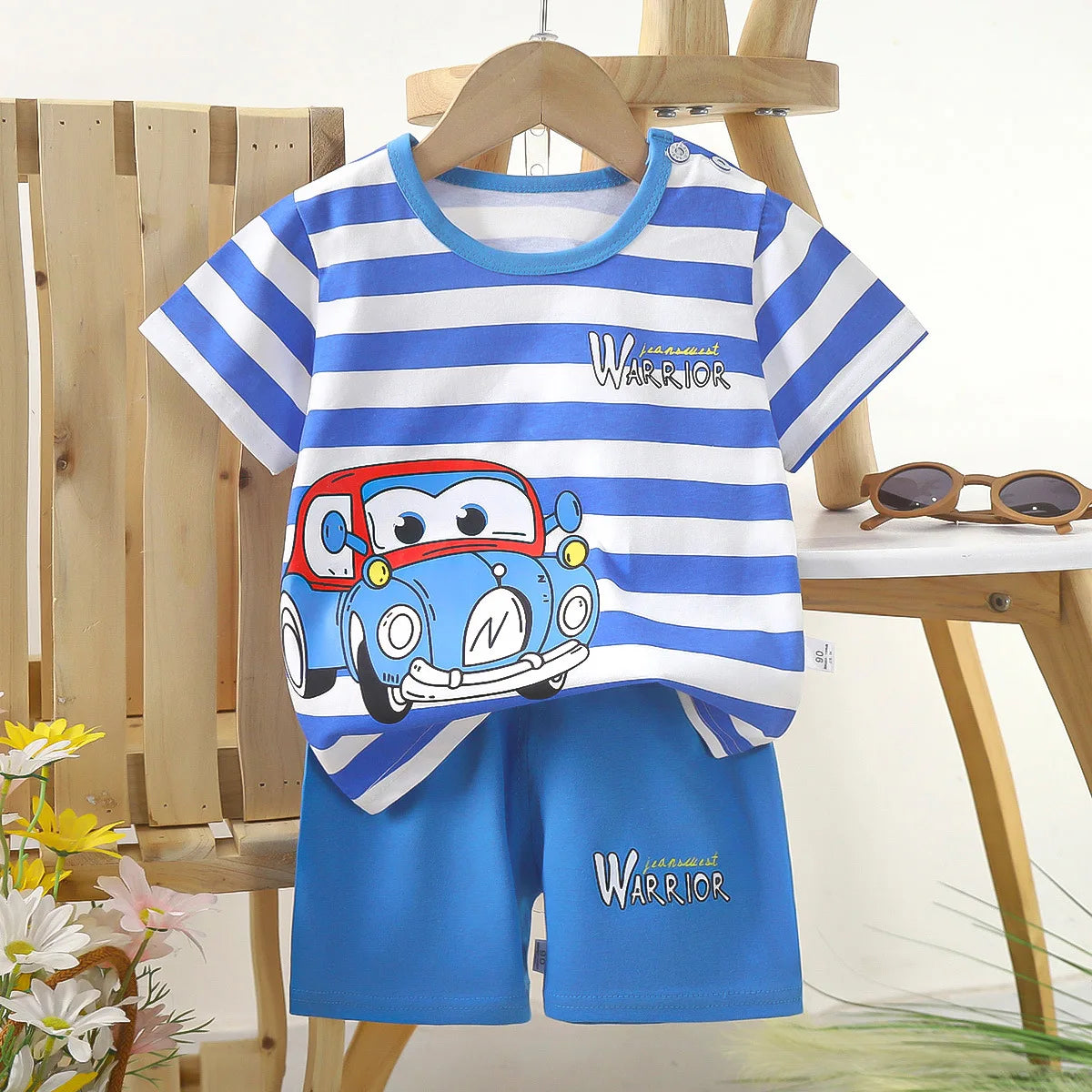 1 ensemble de vêtements d'été en pur coton pour enfants, costumes à manches courtes, à la mode, T-Shirts + Shorts pour garçons et filles, tenues pour enfants