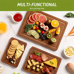 Ensemble de planches à découper en bambou, planche à découper polyvalente épaisse en bois pour viande, légumes et fruits