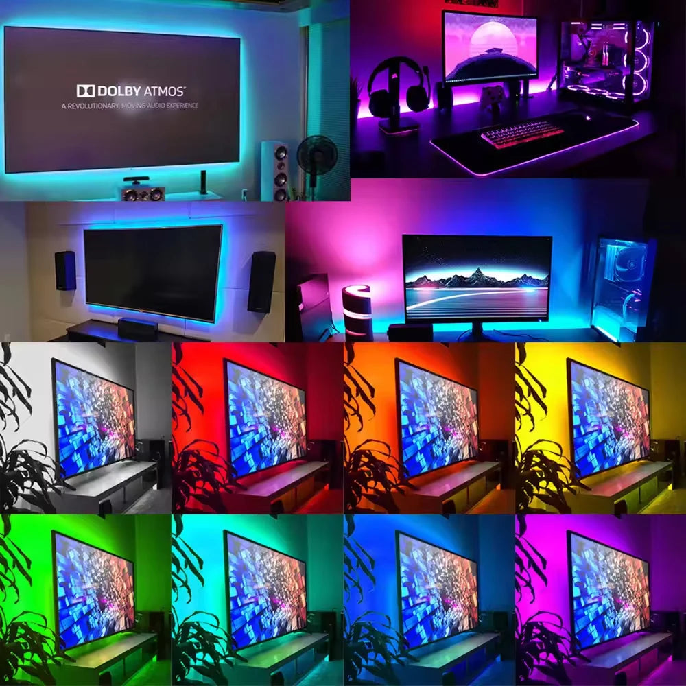 Bande Lumineuse LED RVB avec Contrôle Bluetooth, USB 5V, Rétro-Éclairage TV, Décoration de ix, Mariage