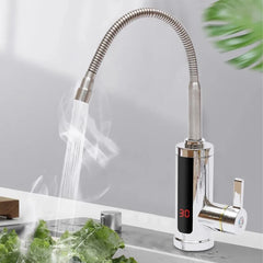 Robinets de cuisine robinet électrique robinet de cuisine chauffe-eau instantané chauffable 3KW salle de bains cuisine rotatif 360 °   LCD
