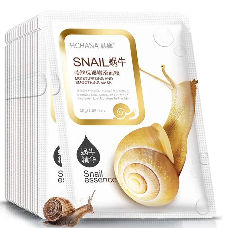 Masque Facial hydratant d'escargot, 10 pièces, réapprovisionnement, contrôle du sébum, feuille pour le visage tendre, soins pour la peau, cosmétiques coréens