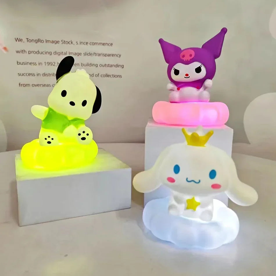 Anime Sanrio Hello Kitty Kuromi cannelle mélodie veilleuse brillant enfants jouet lampe de chevet Kawaii mignon enfants cadeau d'anniversaire