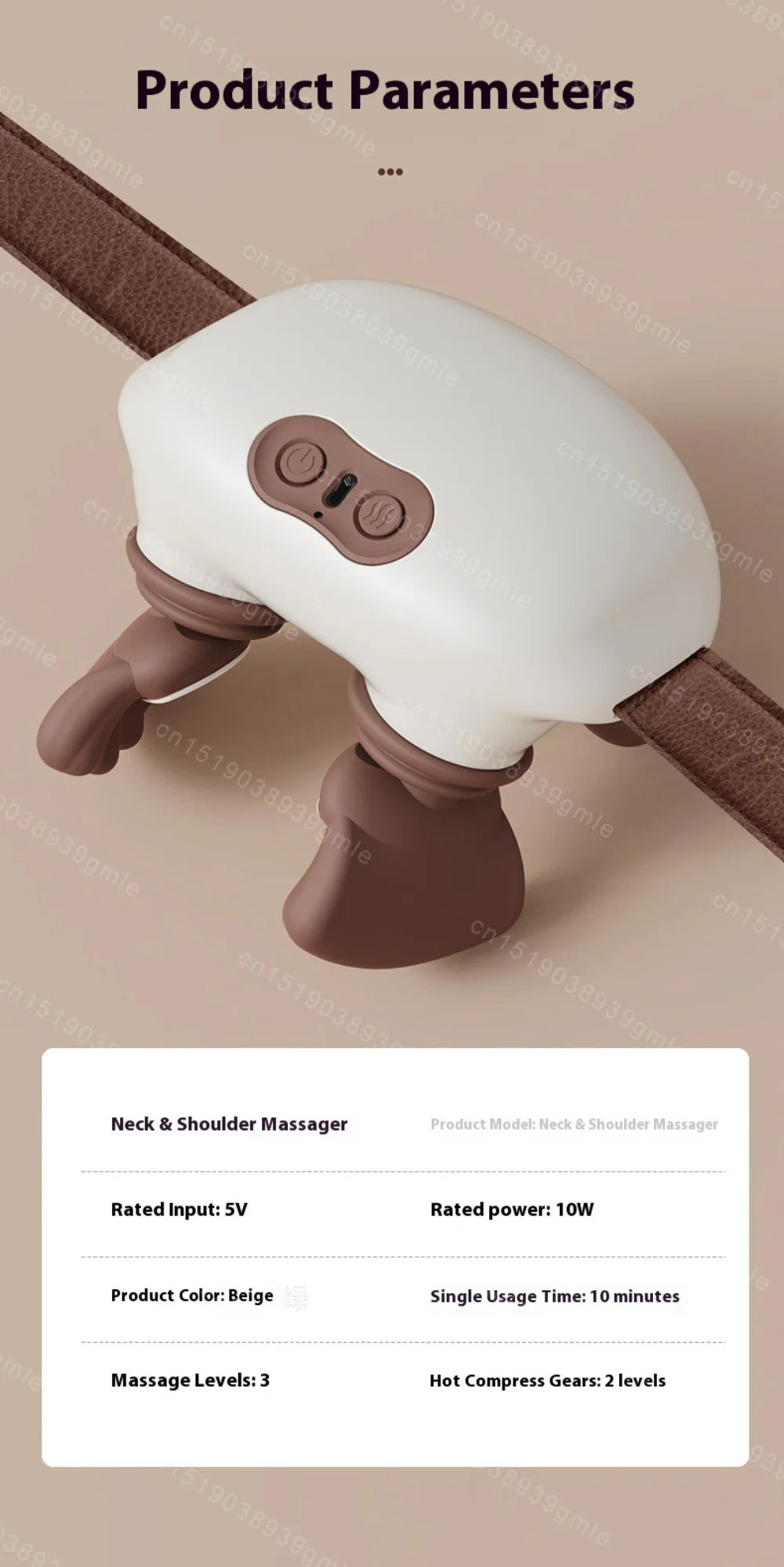 Electric muscle massager for the neck and shoulders, cordless, shoulder and back kneading, shawl, neck massage, relaxation, pain relief