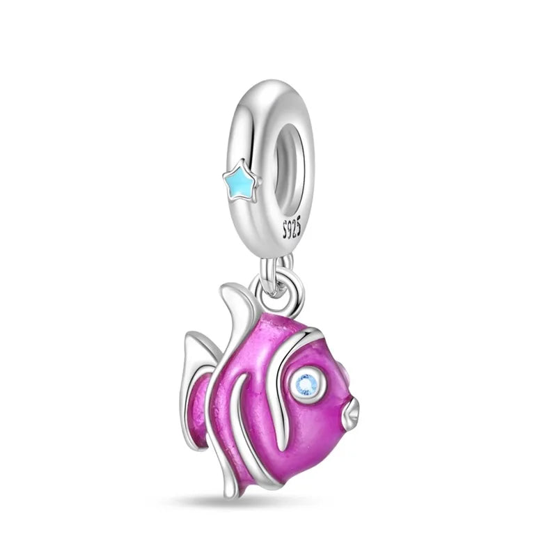 Pendentif de Collection d'écologie marine en argent Sterling 925, mignon, méduse, hippocampe, baleine et tortue, bijoux fins, cadeau de fête sur la plage