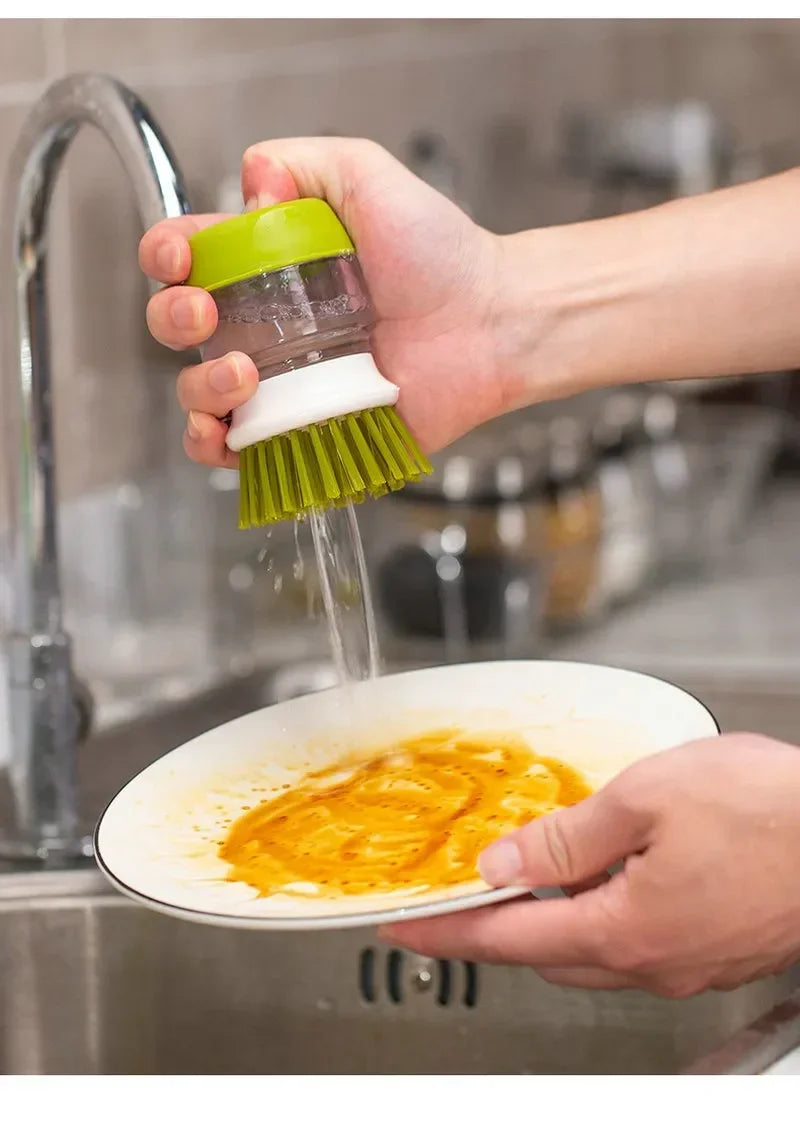 Brosse à vaisselle avec distributeur de savon, brosse à palme, lavage de la vaisselle, brosses à récurer de cuisine avec support, plateau d'égouttage
