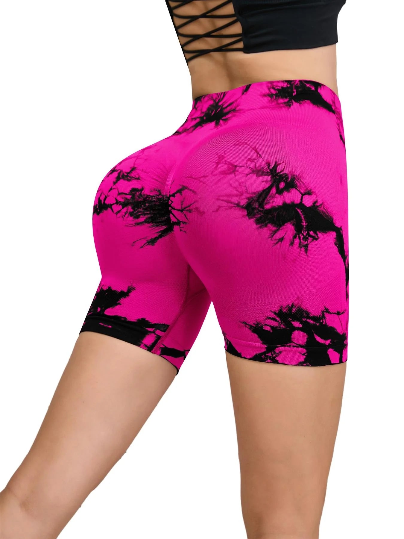 Pantalon de Fitness sans couture teint par nouage pour femmes, taille haute et levage des hanches, short serré de sport, course à pied, Sexy, pêche, Fitness, Yoga