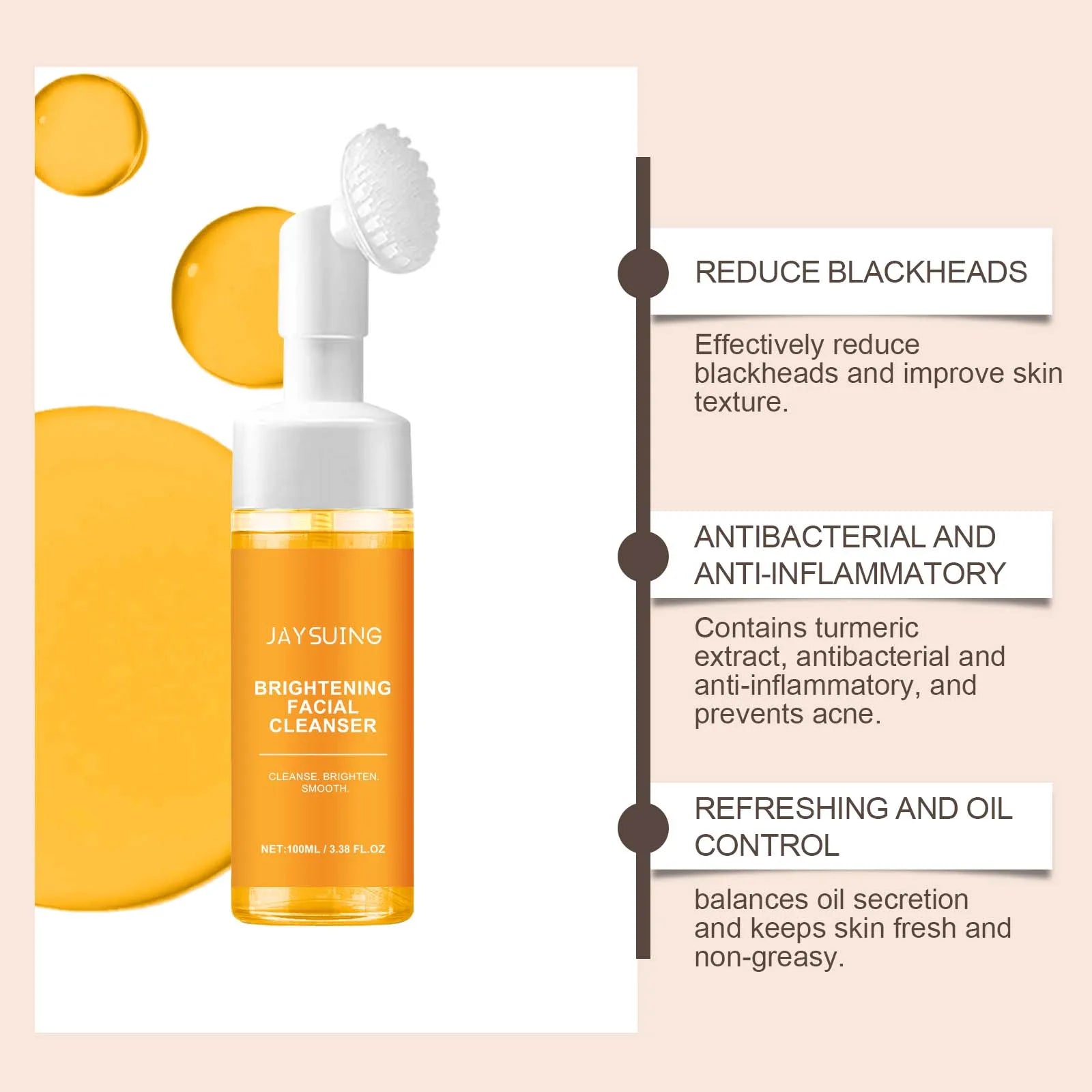 Jaysuing nettoyant au curcuma nettoyage en profondeur éclaircit la peau hydratant Anti-rides nourrissant en profondeur doux hydratant soins de la peau