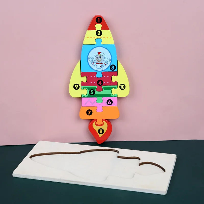 Puzzles en bois Montessori pour enfants, jouets Montessori pour tout-petits de 2 3 4 5 ans, Puzzle 3D, jouet éducatif dinosaure