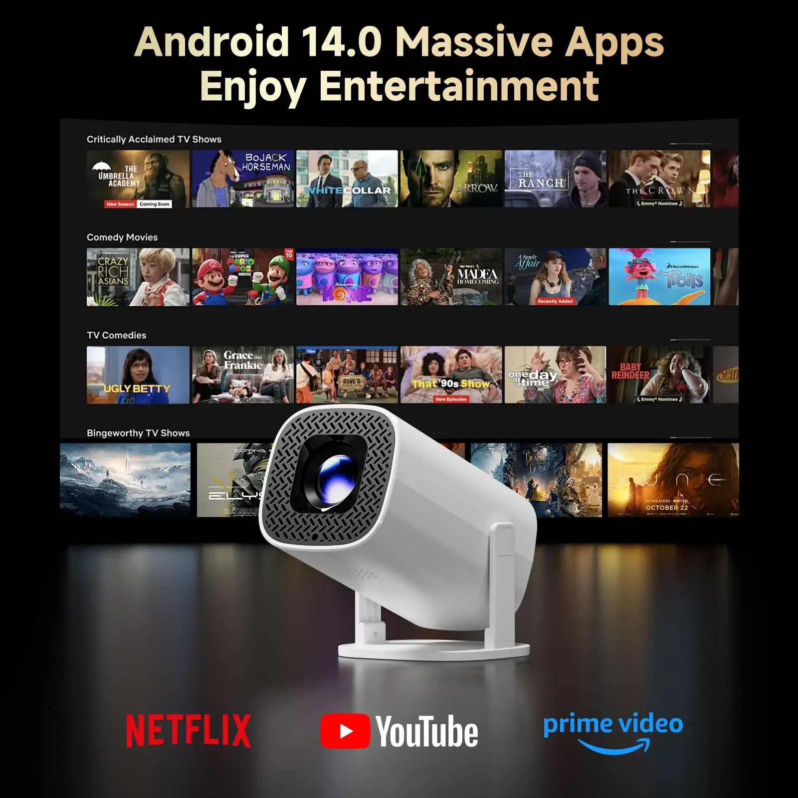 P30PRO Android 14 Mini projecteur intelligent prend en charge 4K HD vidéo WiFi 6 BT5.0 natif 720p Home cinéma projecteur Portable extérieur