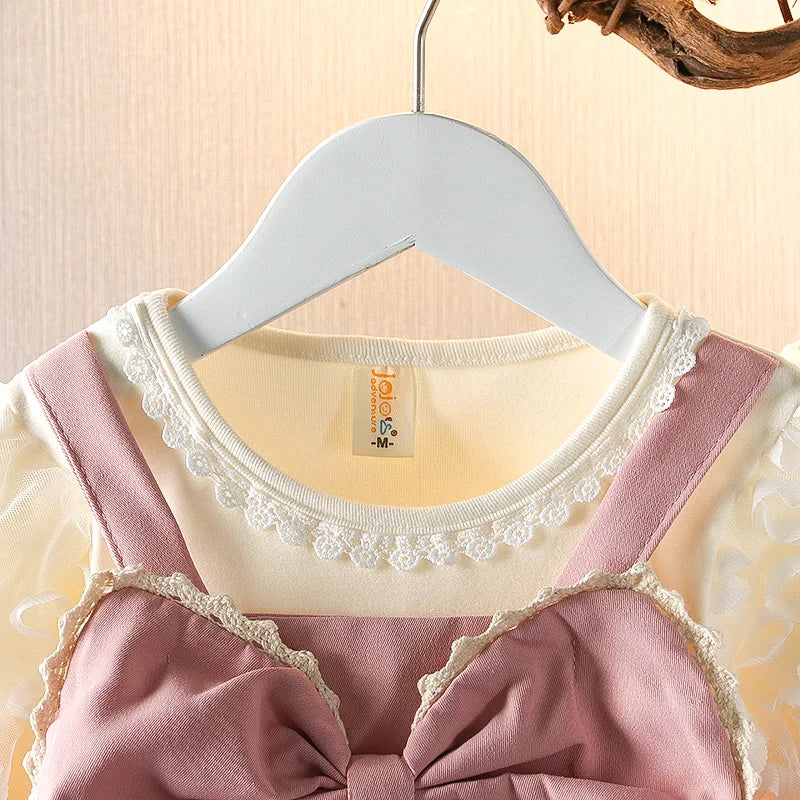 Robe d'automne pour filles, nouveau Style, robe de princesse élégante pour enfants, vêtements pour bébés, grand nœud