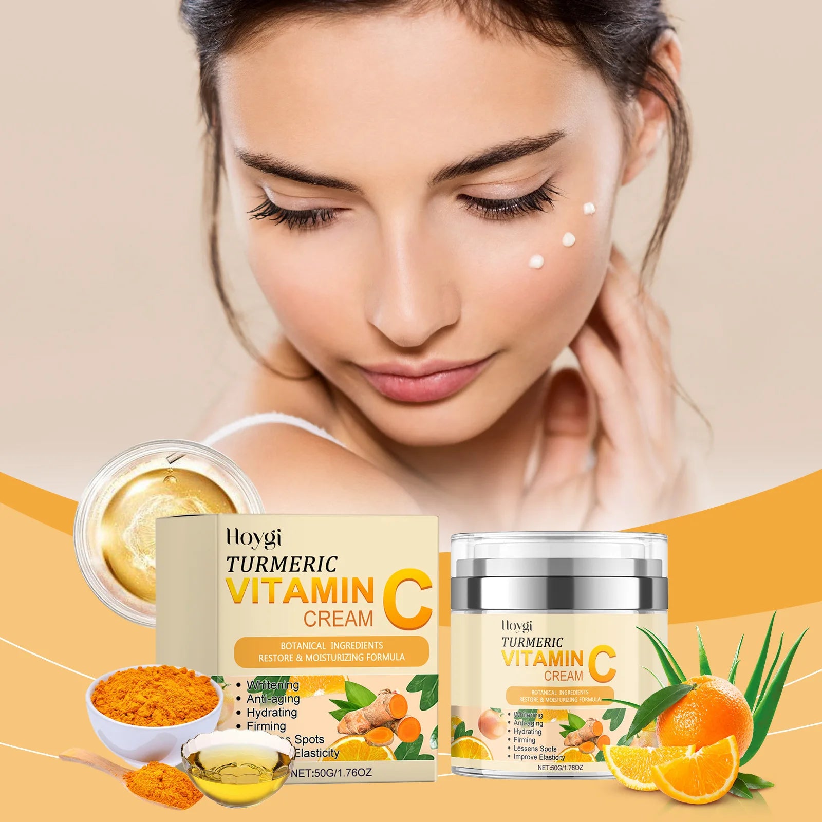 Nettoyant au curcuma, contrôle de l'huile, élimination des taches foncées, Anti-acné, nettoyage en profondeur, rétrécissement des pores, crème hydratante à la vitamine C