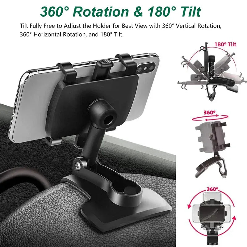 Support de téléphone de voiture rotatif à 360 degrés, Support GPS universel, Clip de tableau de bord, Support de téléphone portable de voiture dans la voiture pour iPhone
