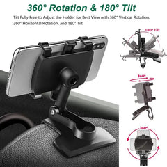 Support de téléphone de voiture rotatif à 360 degrés, Support GPS universel, Clip de tableau de bord, Support de téléphone portable de voiture dans la voiture pour iPhone