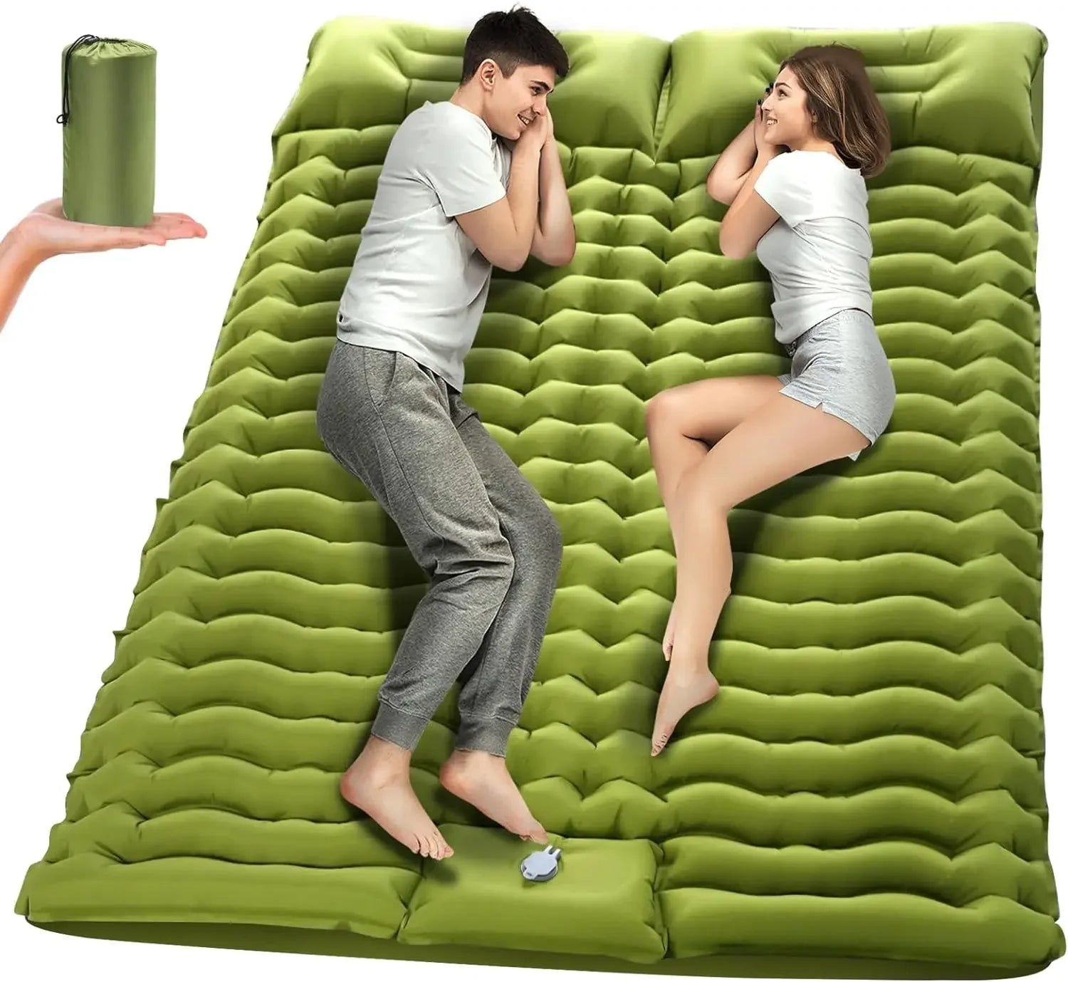 Lit de voyage pour 2 personnes en plein air, tapis d'air Double coussin de couchage pour Camping, tapis auto-gonflant, matelas de couchage avec oreiller pour la randonnée