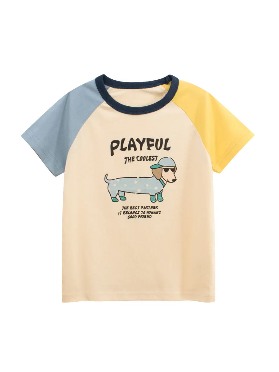 Vêtements d'été en coton pour bébés garçons et filles, t-shirt à manches courtes imprimé graffiti, haut pour enfants, tenue pour bébé, 2-8T