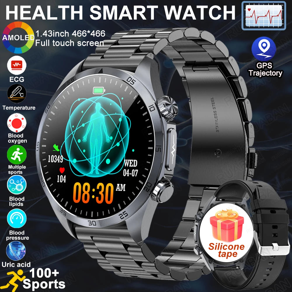 2025 nouvelle montre intelligente hommes pour huawei pression artérielle santé montre CES sommeil pulsé thérapeutique acide urique lipides sanguins graisse corporelle