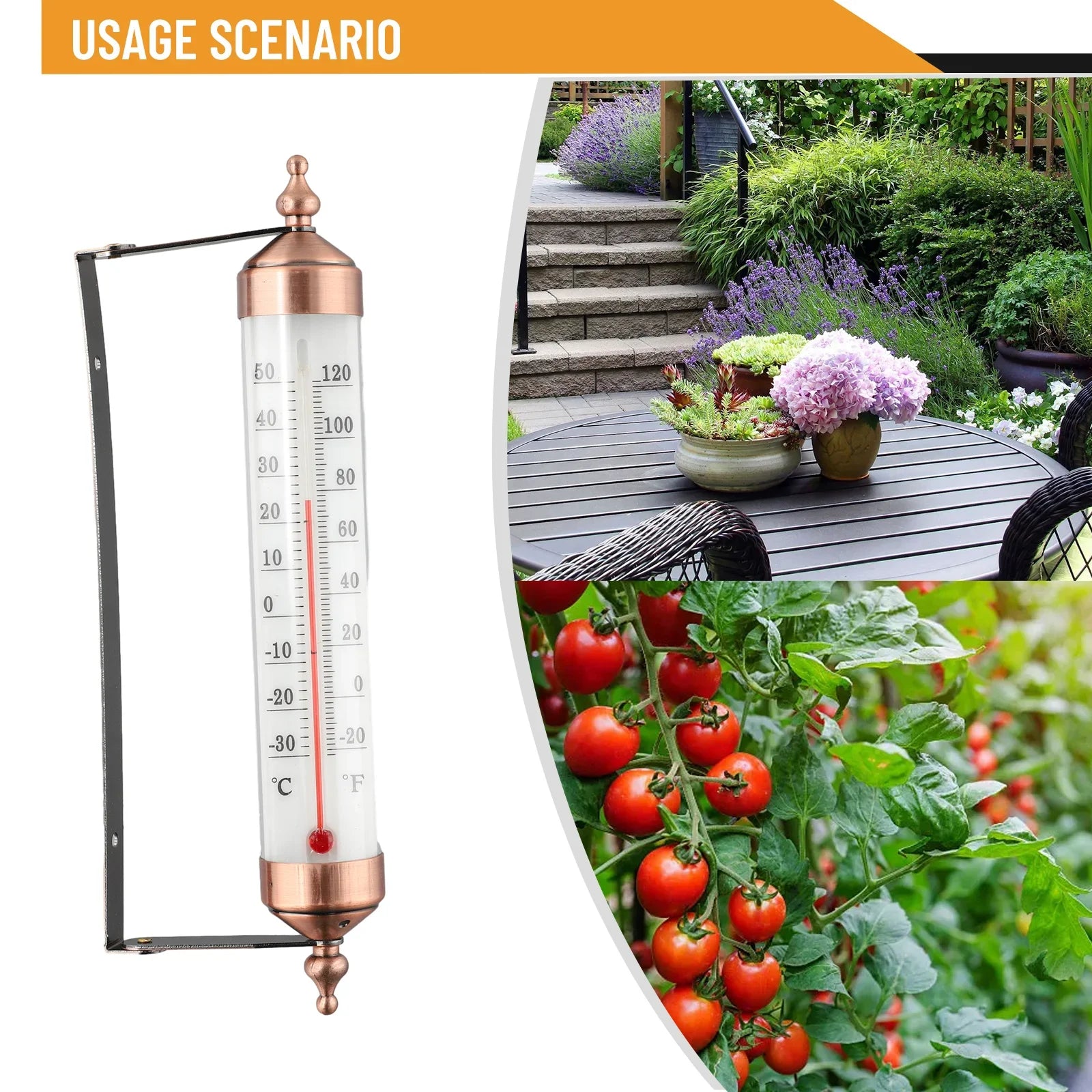 Therye.com-Thermomètres extérieurs, effet bronze, mur extérieur, serre, terrasse solaire, jardin extérieur