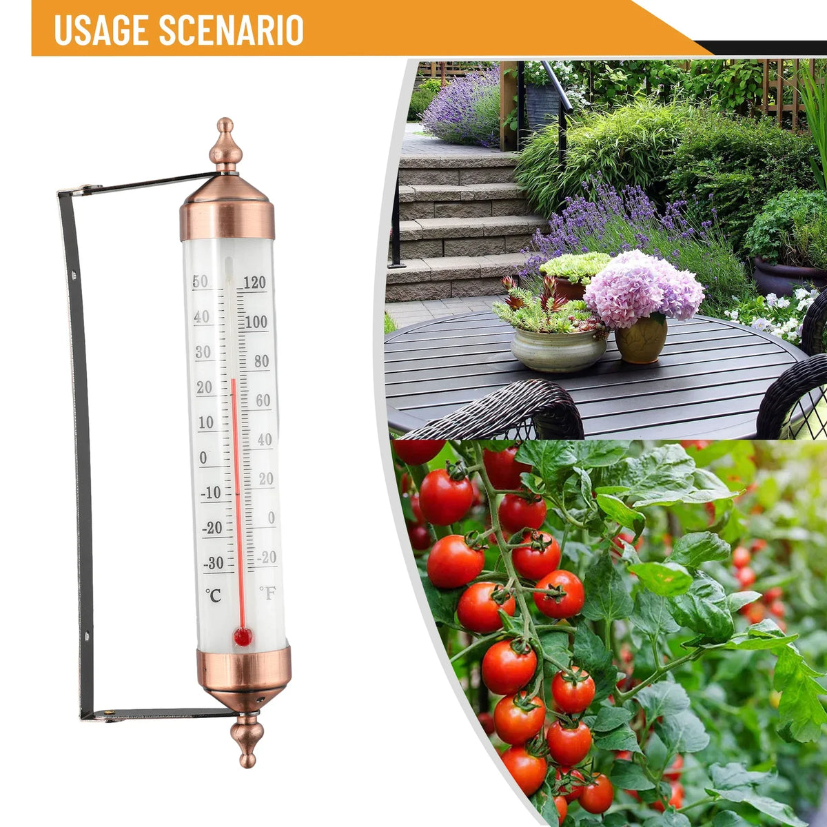 Therye.com-Thermomètres extérieurs, effet bronze, mur extérieur, serre, terrasse solaire, jardin extérieur